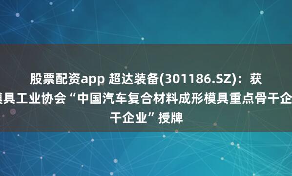 股票配资app 超达装备(301186.SZ)：获得中国模具工业协会“中国汽车复合材料成形模具重点骨干企业”授牌