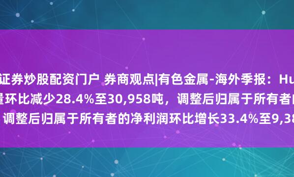 证券炒股配资门户 券商观点|有色金属-海外季报：Hudbay 2025Q1铜产量环比减少28.4%至30,958吨，调整后归属于所有者的净利润环比增长33.4%至9,380万美元