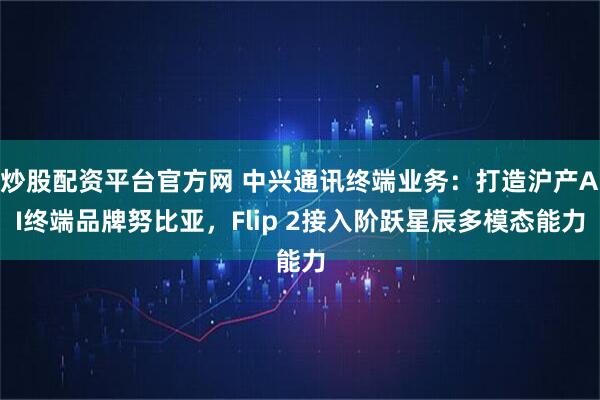 炒股配资平台官方网 中兴通讯终端业务：打造沪产AI终端品牌努比亚，Flip 2接入阶跃星辰多模态能力