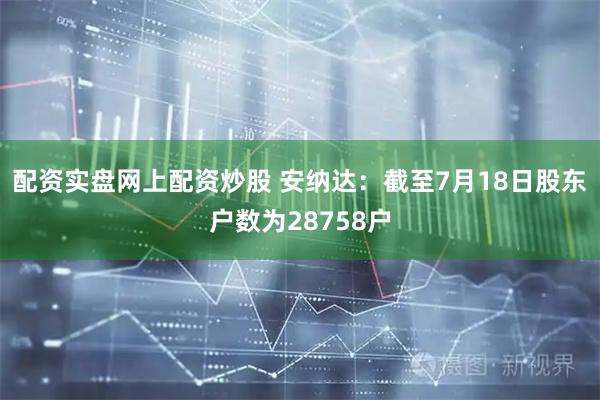 配资实盘网上配资炒股 安纳达：截至7月18日股东户数为28758户