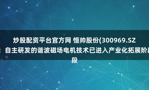 炒股配资平台官方网 恒帅股份(300969.SZ)：自主研发的谐波磁场电机技术已进入产业化拓展阶段